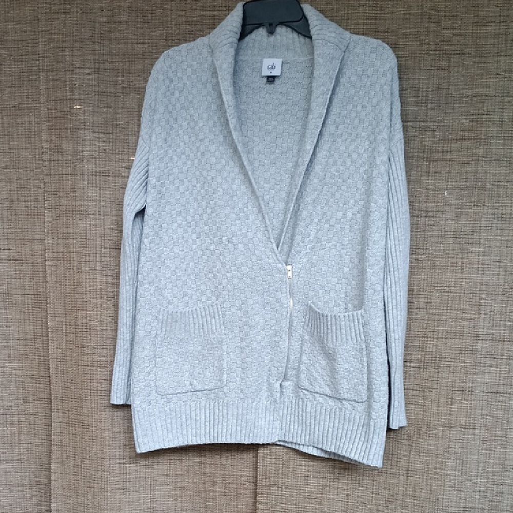 Cabi Silver Grey Cotton Blend Women's Sweater Cardigan